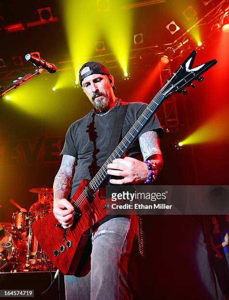 Sevendust guitarist John Connolly performs at the Railhead at the Boulder Station Hotel & Casino as the band tours in support of the new album "Black...