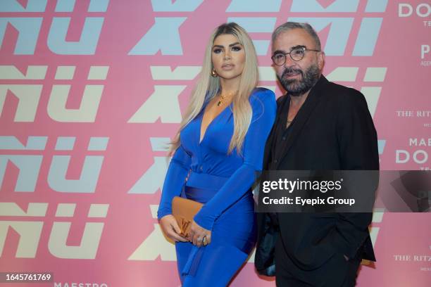 August 31, 2023 in Mexico City, Mexico: Mariana González and Vicente Fernández Jr attend the red carpet for the launch of the first album Deja Vu of...