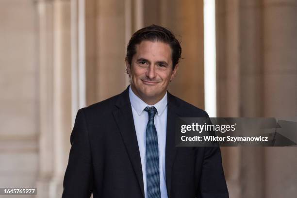 Minister of State in the Cabinet Office Johnny Mercer arrives in Downing Street to attend the weekly Cabinet meeting in London, United Kingdom on...