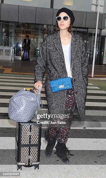 Actress Marion Cotillard is seen upon arrival at Narita International Airport on March 25, 2013 in Narita, Japan.