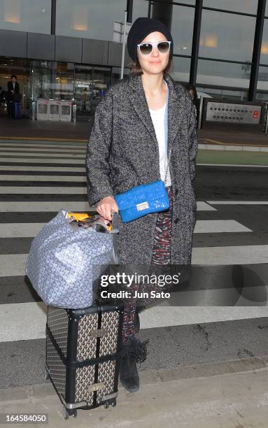 Actress Marion Cotillard is seen upon arrival at Narita International Airport on March 25, 2013 in Narita, Japan.