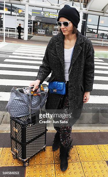 Actress Marion Cotillard is seen upon arrival at Narita International Airport on March 25, 2013 in Narita, Japan.