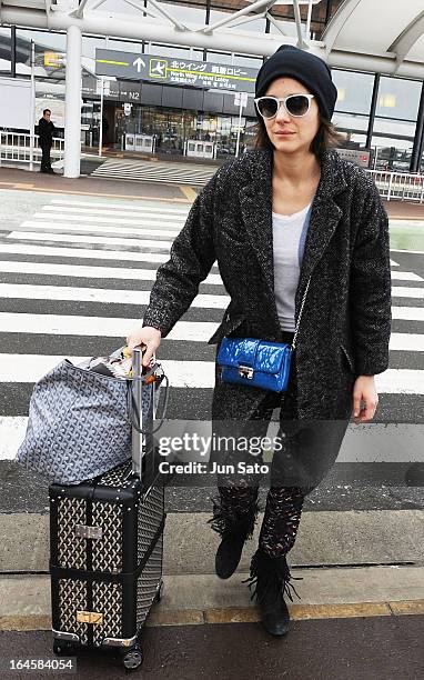 Actress Marion Cotillard is seen upon arrival at Narita International Airport on March 25, 2013 in Narita, Japan.