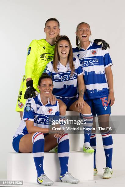 Emily Orman,Brooke Hendrix,Deanna Cooper, Tia Primmer of Reading W.F.C. Pose during the Barclays Women's Championship portrait session at St George's...