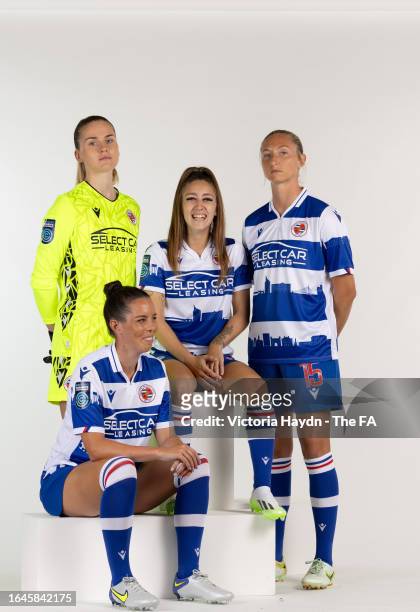 Emily Orman,Brooke Hendrix,Deanna Cooper, Tia Primmer of Reading W.F.C. Pose during the Barclays Women's Championship portrait session at St George's...