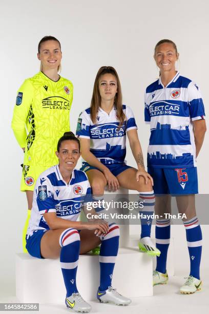 Emily Orman,Brooke Hendrix,Deanna Cooper, Tia Primmer of Reading W.F.C. Pose during the Barclays Women's Championship portrait session at St George's...