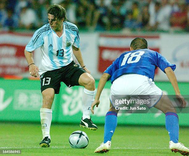 Diego Placente of Argentine National Team in action.