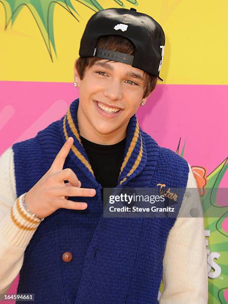 Austin Mahone arrives at the Nickelodeon's 26th Annual Kids' Choice Awards at USC Galen Center on March 23, 2013 in Los Angeles, California.