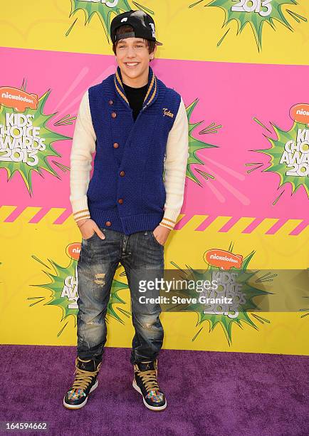 Austin Mahone arrives at the Nickelodeon's 26th Annual Kids' Choice Awards at USC Galen Center on March 23, 2013 in Los Angeles, California.