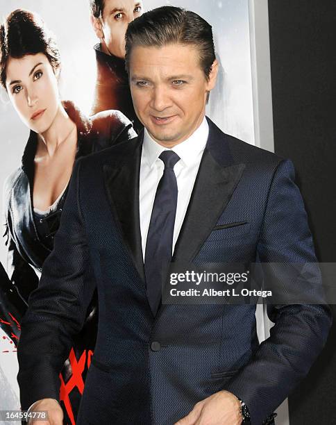 Actor Jeremy Renner arrives for The Los Angeles Premiere of "Hansel & Gretel: Witch Hunters" held at TCL Chinese Theater on January 24, 2013 in...