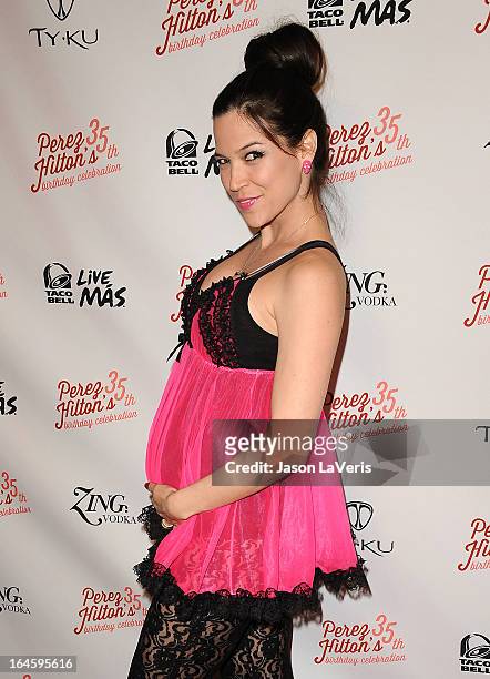 Designer Kelly Nishimoto attends Perez Hilton's 35th birthday party at El Rey Theatre on March 23, 2013 in Los Angeles, California.