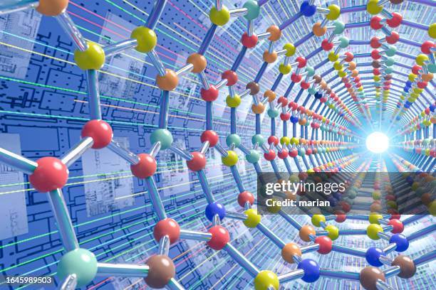 carbon nanotubes, molecular structure - fisica foto e immagini stock