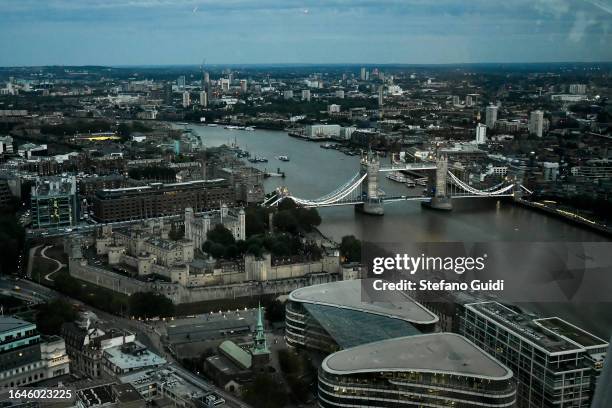 General view of Tower Bridge at sunset on August 21, 2023 in London, England. London is the capital of England, many of the inhabitants, called...