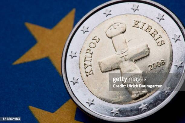 Cyprian 1 Euro coin on EC flag on March 22, 2013 in Germany.