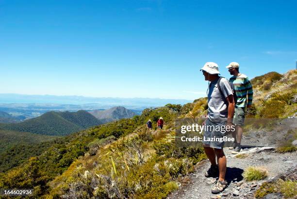 trampers no monte arthur faixa motueka, nova zelândia. - nelson imagens e fotografias de stock