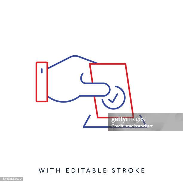 vote line icon, editable stroke - ballot vector stock illustrations