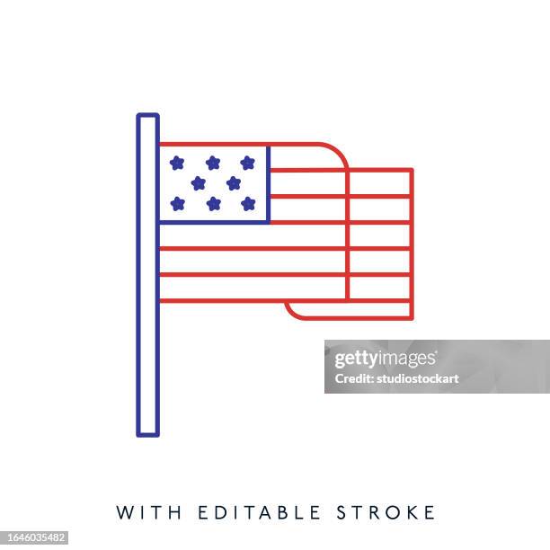 american flag line icon, editable stroke - election day stock illustrations