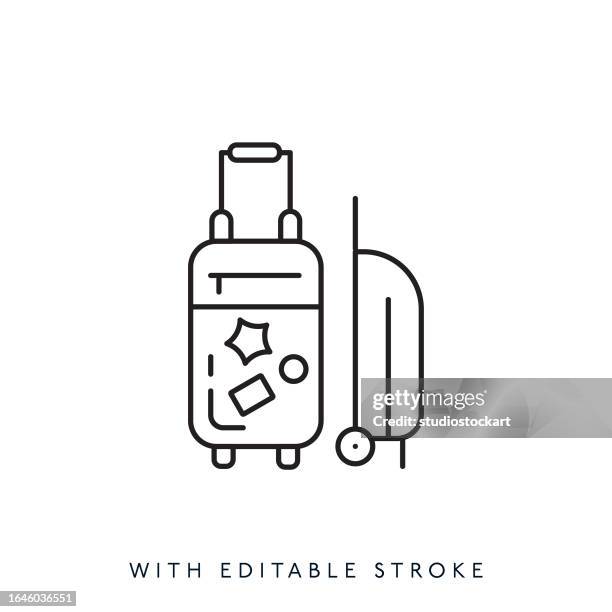 luggage icon design with editable stroke. - walking away from computer stock illustrations