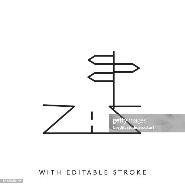 stockillustraties, clipart, cartoons en iconen met road sign line icon editable stroke - bewegwijzeringspictogram