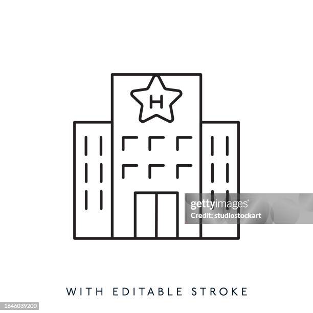 hotel line icon editable stroke - new construction stock illustrations