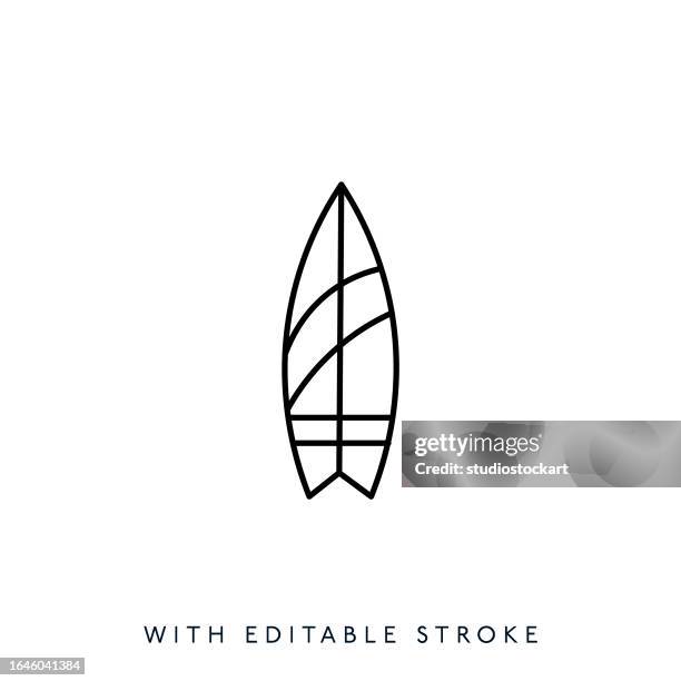 stockillustraties, clipart, cartoons en iconen met surfboard thin line icon, editable stroke - surfboard