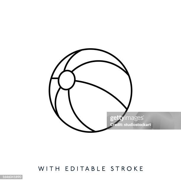 beach ball line icon, editable stroke - beach ball stock illustrations