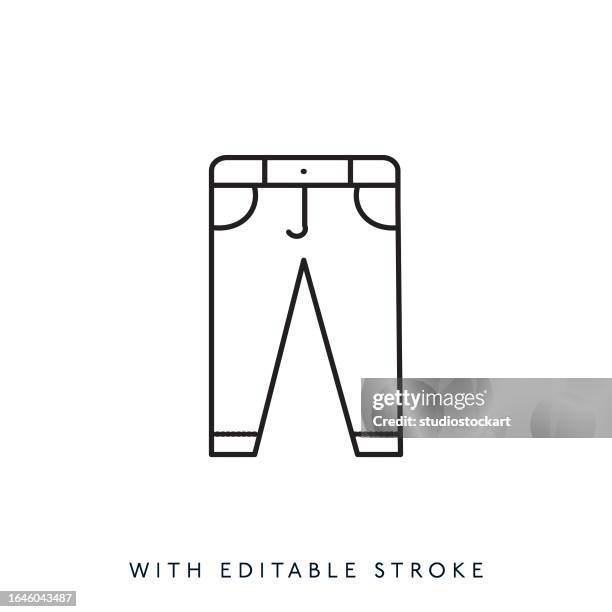 kleid hose liniensymbol, bearbeitbarer strich - denim jacket stock-grafiken, -clipart, -cartoons und -symbole