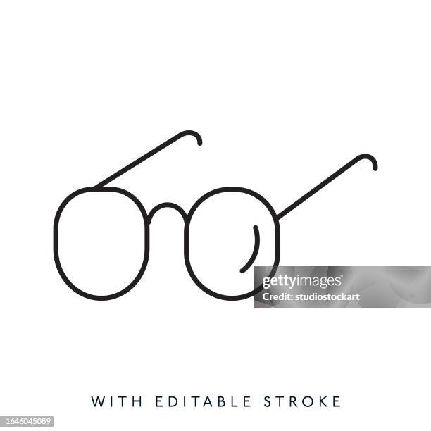 eyeglasses line icon.editable stroke - round eyeglasses clip art stock illustrations