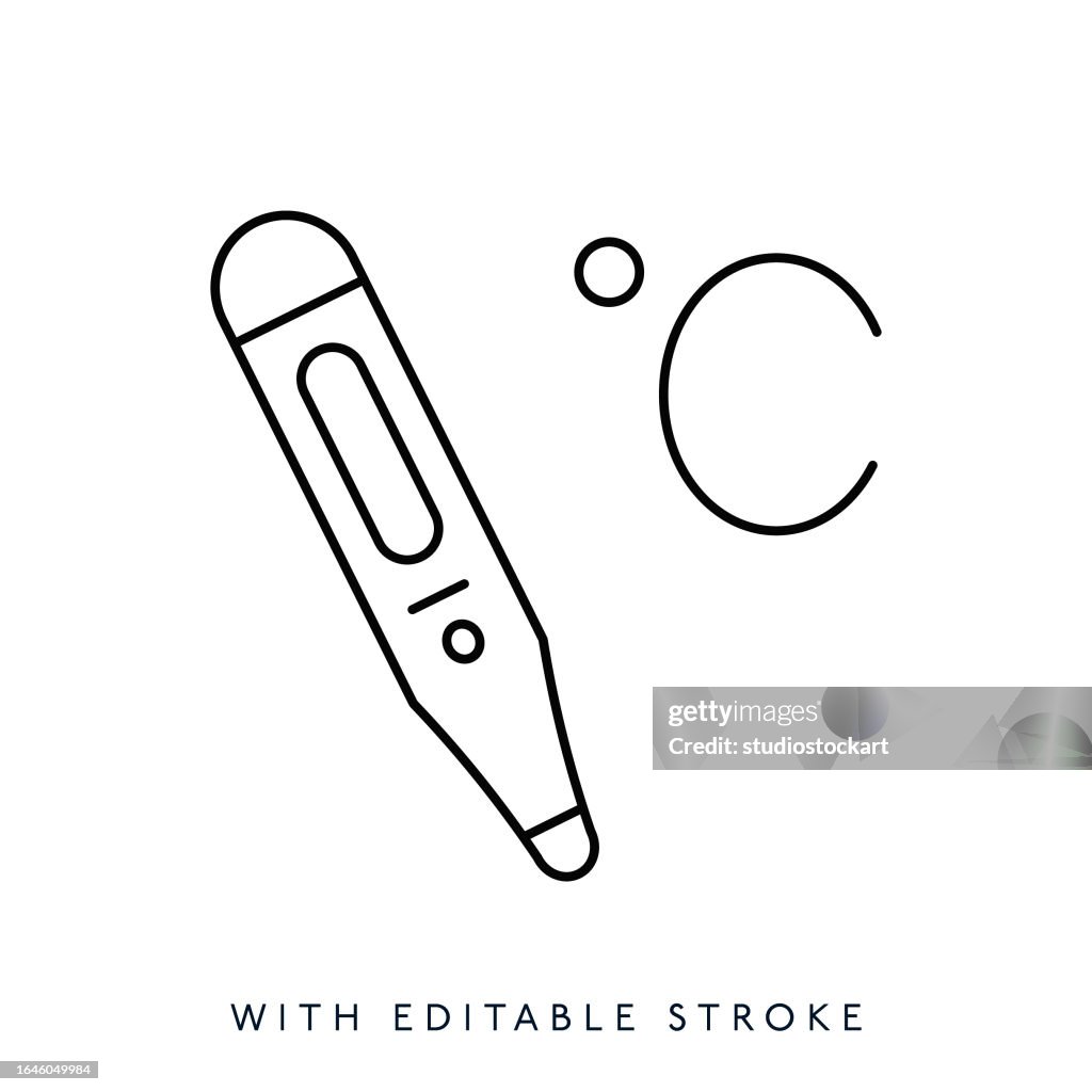 Thermometer Line Icon Editable Stroke