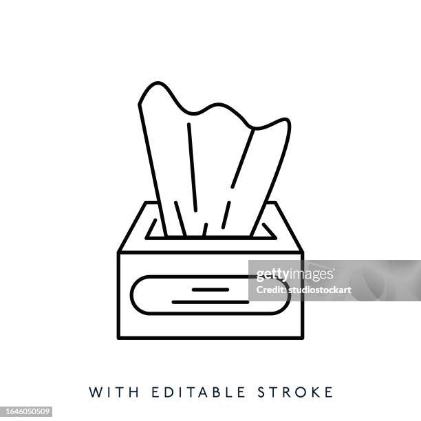 tissue paper napkins box line icon editable stroke - application programming interface stock illustrations