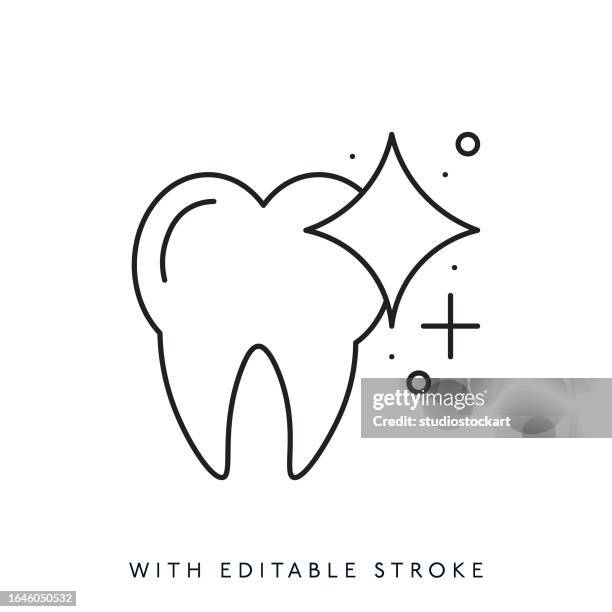 teeth flat line icon with editable stroke - brushed steel stock illustrations