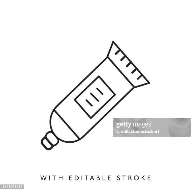 toothpaste line icon, editable stroke - moisturiser stock illustrations