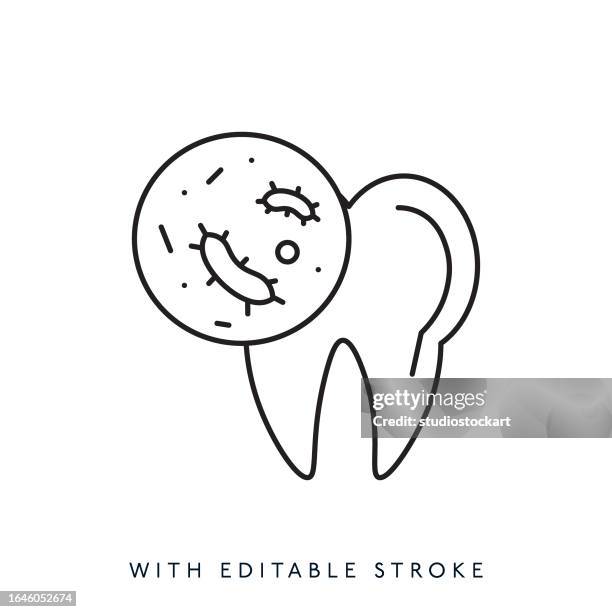 teeth flat line icon with editable stroke - brushed steel stock illustrations