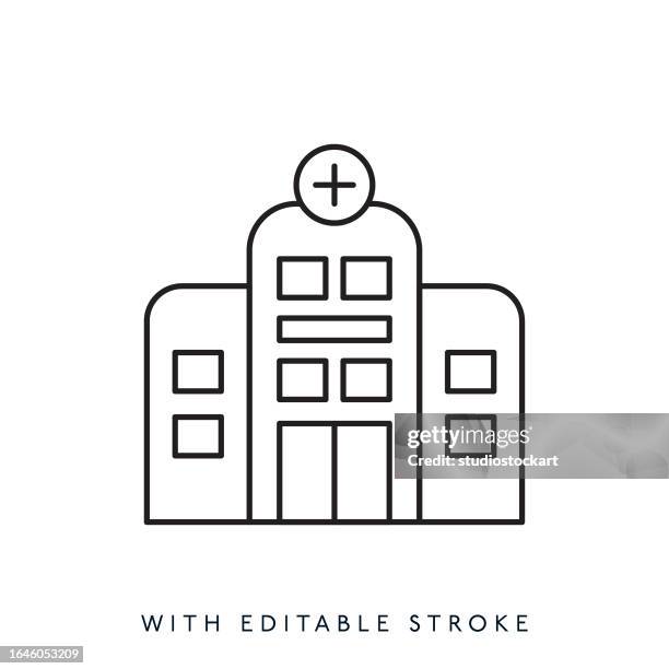 hospital line icon editable stroke - architecture addition stock illustrations