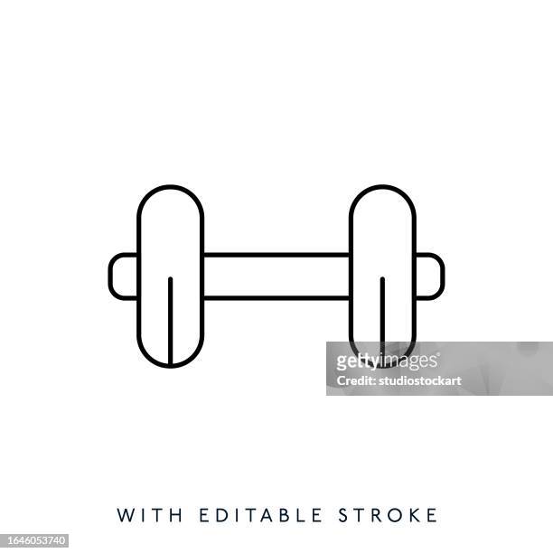 dumbbell line icon design with editable stroke. - crossfit stock illustrations