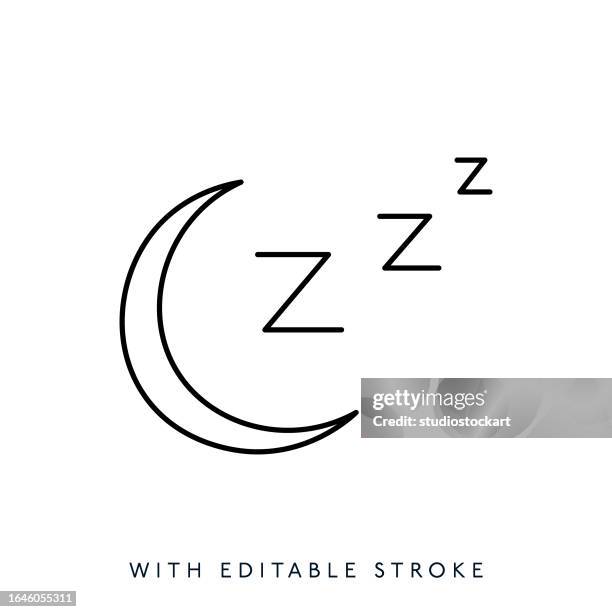 sleeping line icon, editable stroke - pillow vector stock illustrations