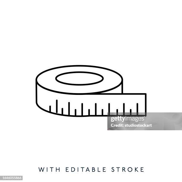 tape measure line icon editable stroke - short length stock illustrations