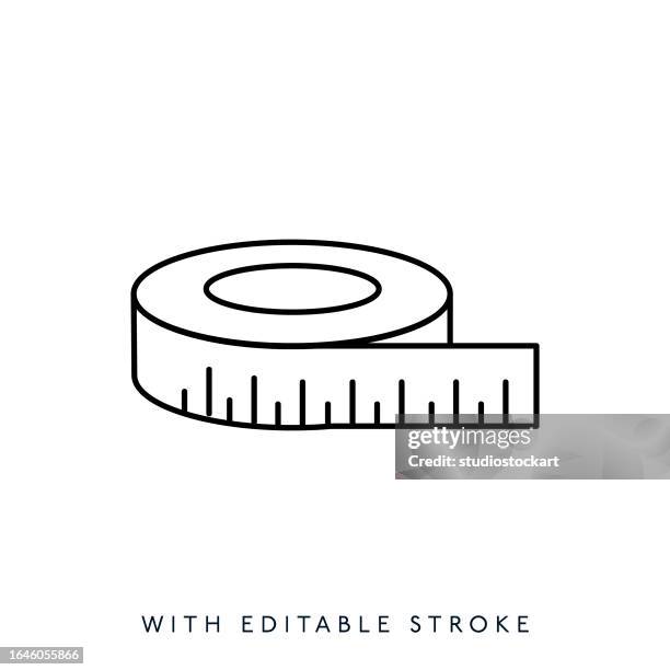 tape measure line icon editable stroke - meter unit of length stock illustrations