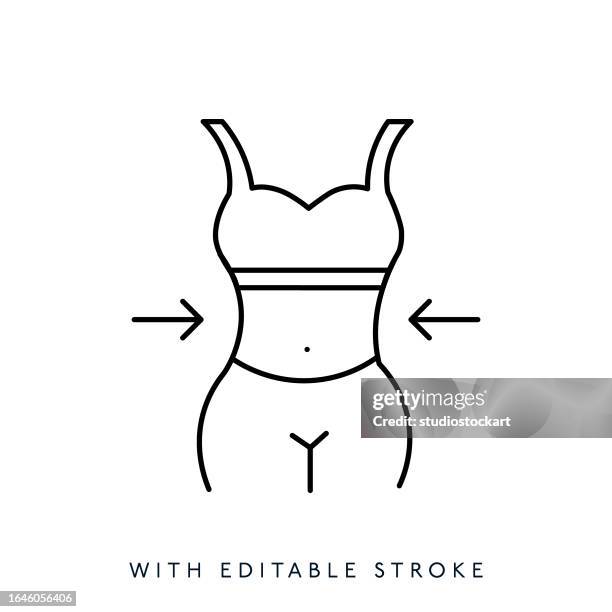 fit body form line icon.editable stroke - overweight exercise stock illustrations