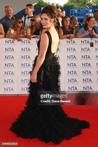 Julia Goulding arrives at the National Television Awards 2023 at The O2 Arena on September 5, 2023 in London, England.
