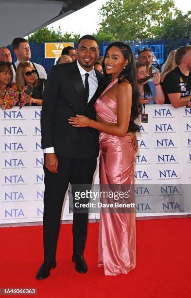 Tyrique Hyde and Ella Thomas arrive at the National Television Awards 2023 at The O2 Arena on September 5, 2023 in London, England.