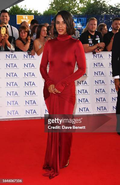 Rochelle Humes arrives at the National Television Awards 2023 at The O2 Arena on September 5, 2023 in London, England.