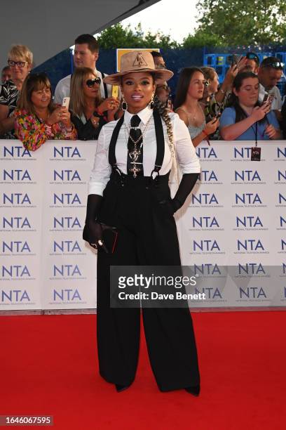 Fleur East arrives at the National Television Awards 2023 at The O2 Arena on September 5, 2023 in London, England.