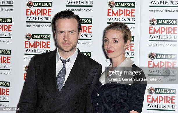 Rafe Spall and Elize du Toit are pictured arriving at the Jameson Empire Awards at Grosvenor House on March 24, 2013 in London, England.