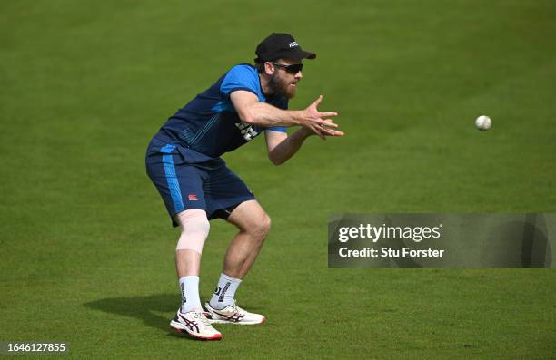 New Zealand player Kane Williamson in action during his rehabilitation from injury during nets ahead of the 1st T20 I between England and New Zealand...