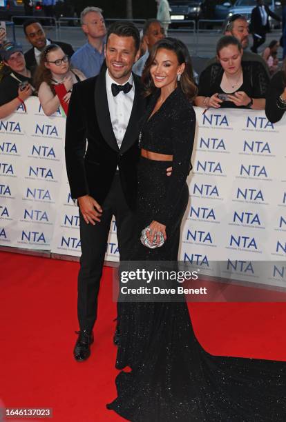 Mark Wright and Michelle Keegan arrive at the National Television Awards 2023 at The O2 Arena on September 5, 2023 in London, England.