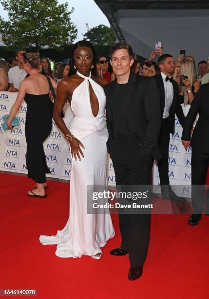 Odudu and Will Best arrive at the National Television Awards 2023 at The O2 Arena on September 5, 2023 in London, England.