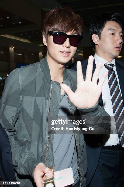 Leading South Korean actor Lee Min-Ho is seen upon arrival at Incheon International Airport on March 25, 2013 in Incheon, South Korea.
