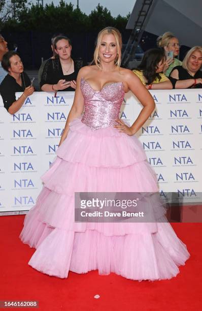 Stacey Solomon arrives at the National Television Awards 2023 at The O2 Arena on September 5, 2023 in London, England.