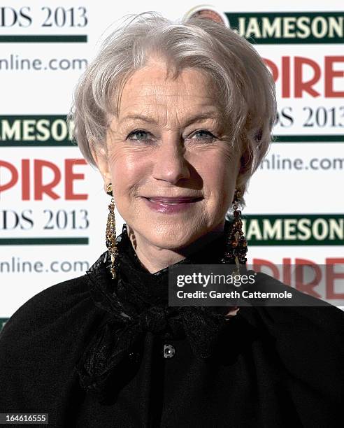 Dame Helen Mirren is pictured arriving at the Jameson Empire Awards at Grosvenor House on March 24, 2013 in London, England.